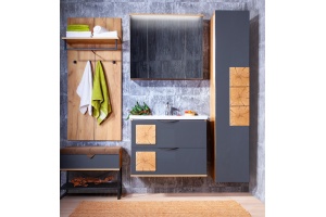 Тумба с раковиной Бриклаер Фостер 80 дуб золотой, антрацит - 2