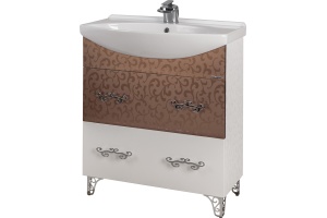 Тумба для комплекта Bellezza Маргарита 75 2 ящика белая/бронза