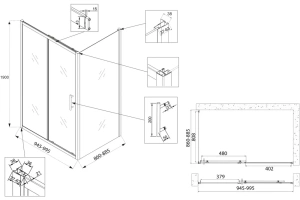 Душевой уголок Veconi Rovigo RV-072 100x90 профиль хром (RV072-10090-01-C4) - 3