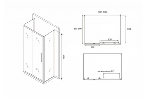 Душевой уголок Abber Schwarzer Diamant 170х90 черный (AG30170BH-S90B) - 3