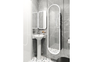 Комплект  Раковина DIWO Псков 0100 угловая + Зеркало DIWO Псков 40 с подсветкой + Сифон для раковины Wirquin Минор с отводом для стиральной машины + П - 2