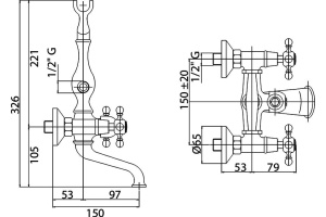 Смеситель Cezares Golf VD 01 Bi для ванны с душем - 2
