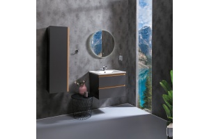 Тумба под раковину Armadi Art Capolda 65 черный - светлое дерево  - 2