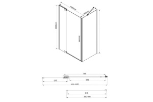 Душевой уголок Vincea Extra 100х90 черный стекло тонированное - 2