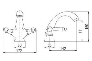Смеситель для раковины Rav Slezak Morava retro бронза - 2