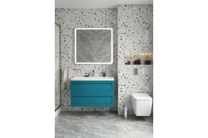 PLATINO База под раковину подвесная с двумя выкатными ящиками, Бирюзовый матовый AM-Platino-1000-2C-SO-TM