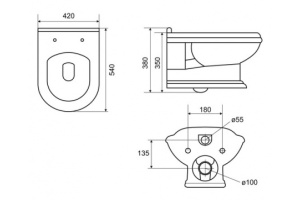 Чаша для унитаза подвесного Cezares King Palace белый, глянцевый (CZR-182-TH) - 3