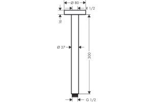 Кронштейн для верхнего душа S Hansgrohe шлифованный черный хром - 2