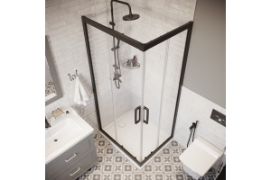 Душевой уголок STWORKI Карлстад 100x80 см профиль черный матовый - 3