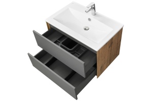 Тумба с раковиной Aquaton Сохо 75 серый-светлое дерево - 3