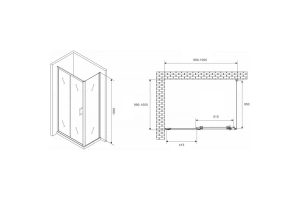 Душевой уголок Abber Schwarzer Diamant 100х100 хром стекло прозрачное - 2