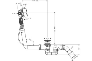 Слив-перелив Hansgrohe Exafill S 58113000 с заполнением переливом - 3
