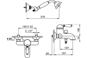 Смеситель для ванны Nicolazzi Mont Blanc белый, хром (3401CR76) - 3