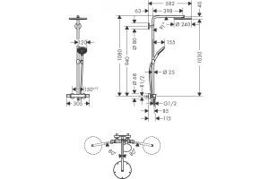 27633700 HG Raindance Select Showerpipe S 240 1jet PowderRain душевая система матовый белый - 2