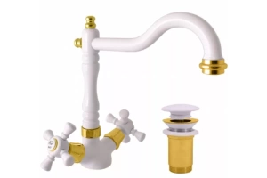 Смеситель для раковины Rav Slezak Morava retro белый - золото