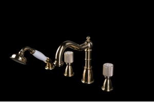 Смеситель на борт ванны Boheme Royal Cristal золото - 2