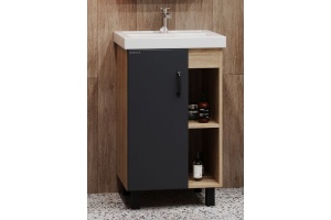 Тумба с раковиной Onika Тимбер 50 серый матовый/дуб сонома (105035) - 3