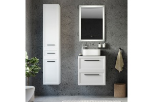 Мебель для ванной STWORKI Эстерсунд 60 белая матовая, монте тиберио с отверстием под смеситель в столешнице