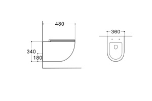 Унитаз-компакт подвесной AQUATEK ЕВРОПА AQ1900T-00, безободковый, 490*360*320мм, смыв TORNADO, тонкое сиденье с механизмом плавного закрывания, крепеж - 2