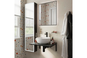 Столешница с раковиной DIWO Элиста 60 чёрный мрамор, с раковиной Moduo 40 RING - 3