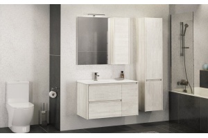 Зеркало-шкаф Comforty Бремен 90 дуб белый - 2