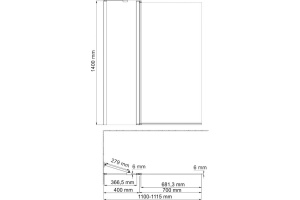 Шторка на ванну Wasserkraft Berkel 110х140 профиль черный стекло прозрачное - 2