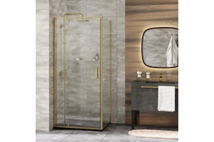 Душевой уголок Wasserkraft Aisch 90x100 профиль золото матовое стекло прозрачное - 2