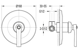 Смеситель Cezares Liberty F DIM 01 С ВНУТРЕННЕЙ ЧАСТЬЮ, для душа - 2