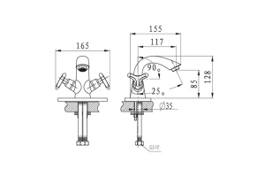 Смеситель для раковины KAISER Trio (57011-1) - 2