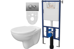 Комплект  Унитаз подвесной DIWO Анапа безободковый + Система инсталляции для унитазов DIWO 4501 с кнопкой смыва 7311 хром матовый