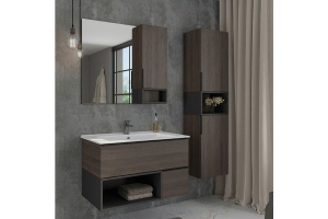 Зеркало-шкаф Comforty Франкфурт 90, дуб шоколадно-коричневый - 2