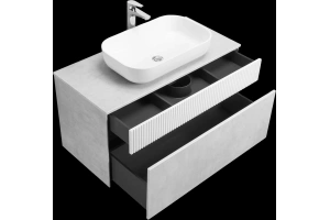 Тумба с раковиной Aquaton Марбл 100 белый-серый - 3