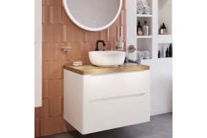 Мебель для ванной STWORKI Берген 80 белая со светлой столешницей, раковина Moduo 40 RING - 2