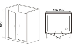 Душевая дверь в нишу Weltwasser WW600 600K2-90 90х185 хром (10000002734) - 3