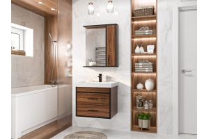 Зеркало-шкаф Misty Кедр 60 правый темное дерево - 3