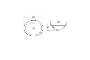 Раковина керамическая полувстраиваемая AM6300 - 2