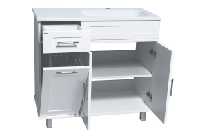 Тумба под раковину Misty Купер 90 R с бельевой корзиной белый - 2