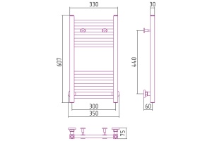 Полотенцесушитель водяной ДР МОДУС 600х300 (Без покрытия) - 3