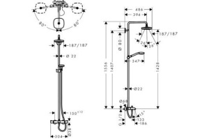 Душевая стойка Hansgrohe Croma Select E 180 2 jet 27352400 - 2