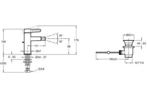 Смеситель Jacob Delafon Nouvelle Vague E78342-BLV для биде - 2