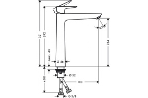 71717340 HG Talis E 240 смеситель для раковины без донного клапана шлиф,черный хром - 2