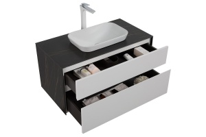 Тумба с раковиной Black&White Universell 100 белая матовая - 3