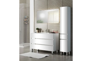 Шкаф-пенал Sanvit Кубэ-3 32 с бельевой корзиной белый глянец - 3