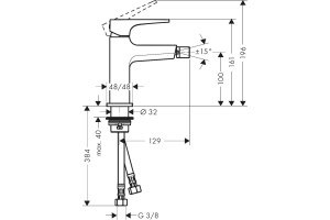 Смеситель Hansgrohe Metropol 32520990 для биде, с донным клапаном Push-Open - 2