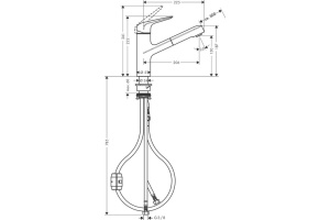 Кухонный смеситель hansgrohe Focus M42, однорычажный с вытяжным изливом 71814000 - 2