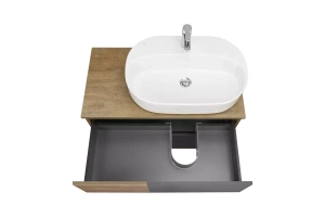 Тумба с раковиной Одри 62 Aquaton Терра 85 светлое дерево-серый - 3
