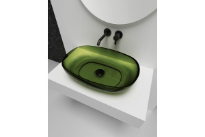 Раковина накладная прозрачная ABBER Kristall AT2805Emerald зеленая - 3