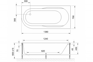 Ванна акриловая Royal Bath Azur De Luxe 140x80 R с гидромассажем белый - 2