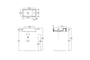 SIMAS AGILE Раковина подвесная 50х27 см, правая , с 1 отв под смеситель,цвет белый - 2