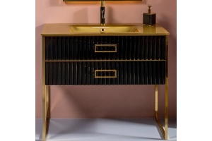 Тумба под раковину моноблок Boheme Armadi Art Monaco 100 черный глянец - золото